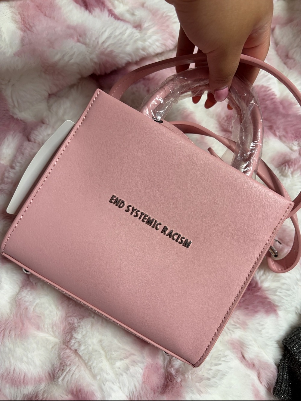 Brandon Blackwood Pink 'End Systemic Racism' Top-Handle Crossbody